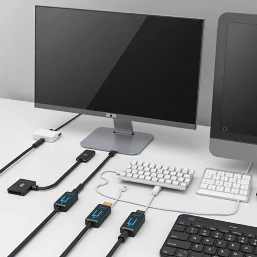 cabos para conectar dois computadores a um monitor