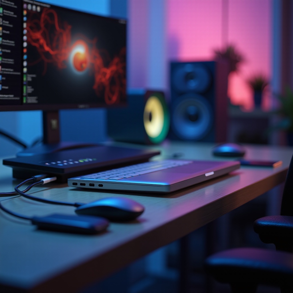 laptop dock na may dalawahang input na cable para sa display at monitor