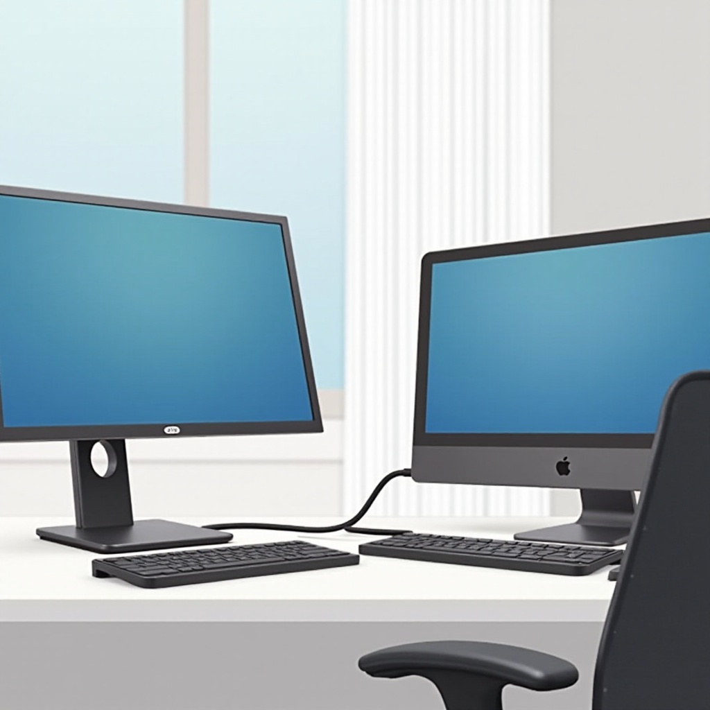 2台のコンピュータを1台のモニターに接続するケーブル